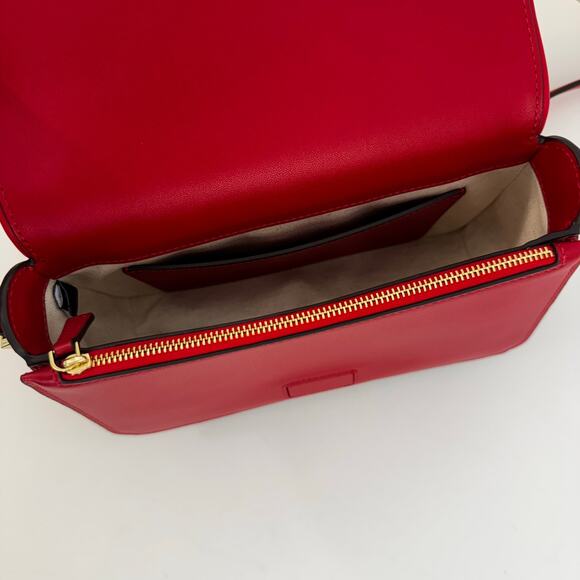 Kate Spade Liv Spade Flower Coated Canvas Small Flap Crossbody Bag Cherry Rouge - Picture 11 of 14